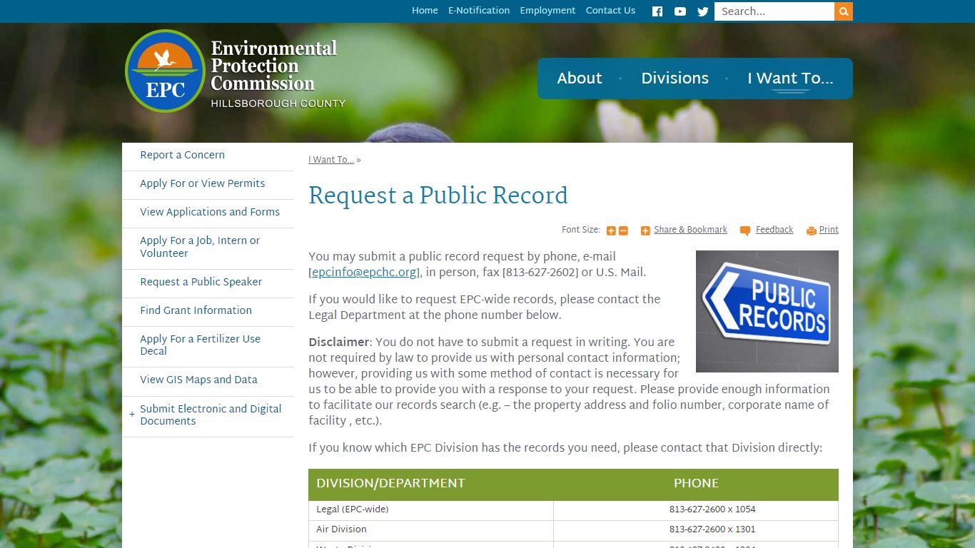 Request a Public Record | EPC of Hillsborough County, FL